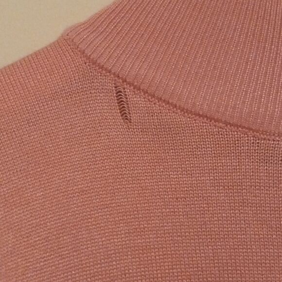 T TAHARI Small Mock Neck Knit Sweater-Puff Elbow Sleeve-Coquette-SM FLAW - Picture 4 of 8